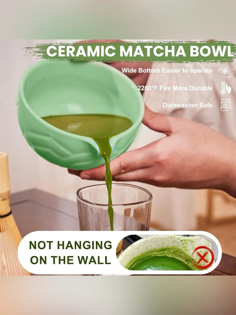 RANERANE Matcha Set Lotus Cyan Ceramic Bowl Whisk Chasen 6pc New In Box